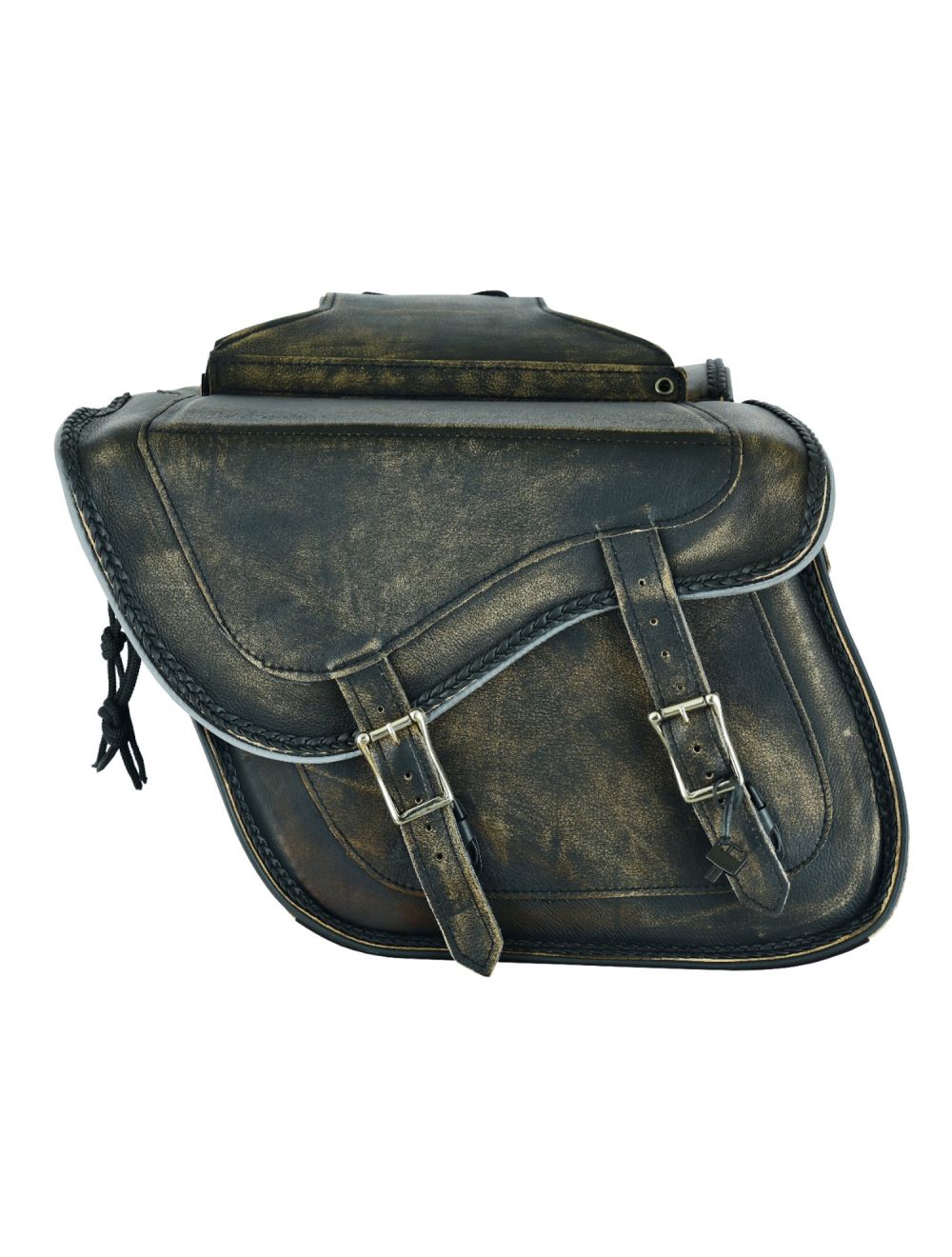 Dream Apparel Genuine Distressed Brown Naked Leather Concealed Carry Saddlebag No-Studs