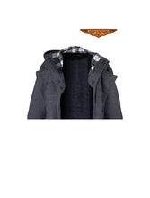 Load image into Gallery viewer, Ladies Dark Grey Button Up Coat W/ Belt and Removable Hood
