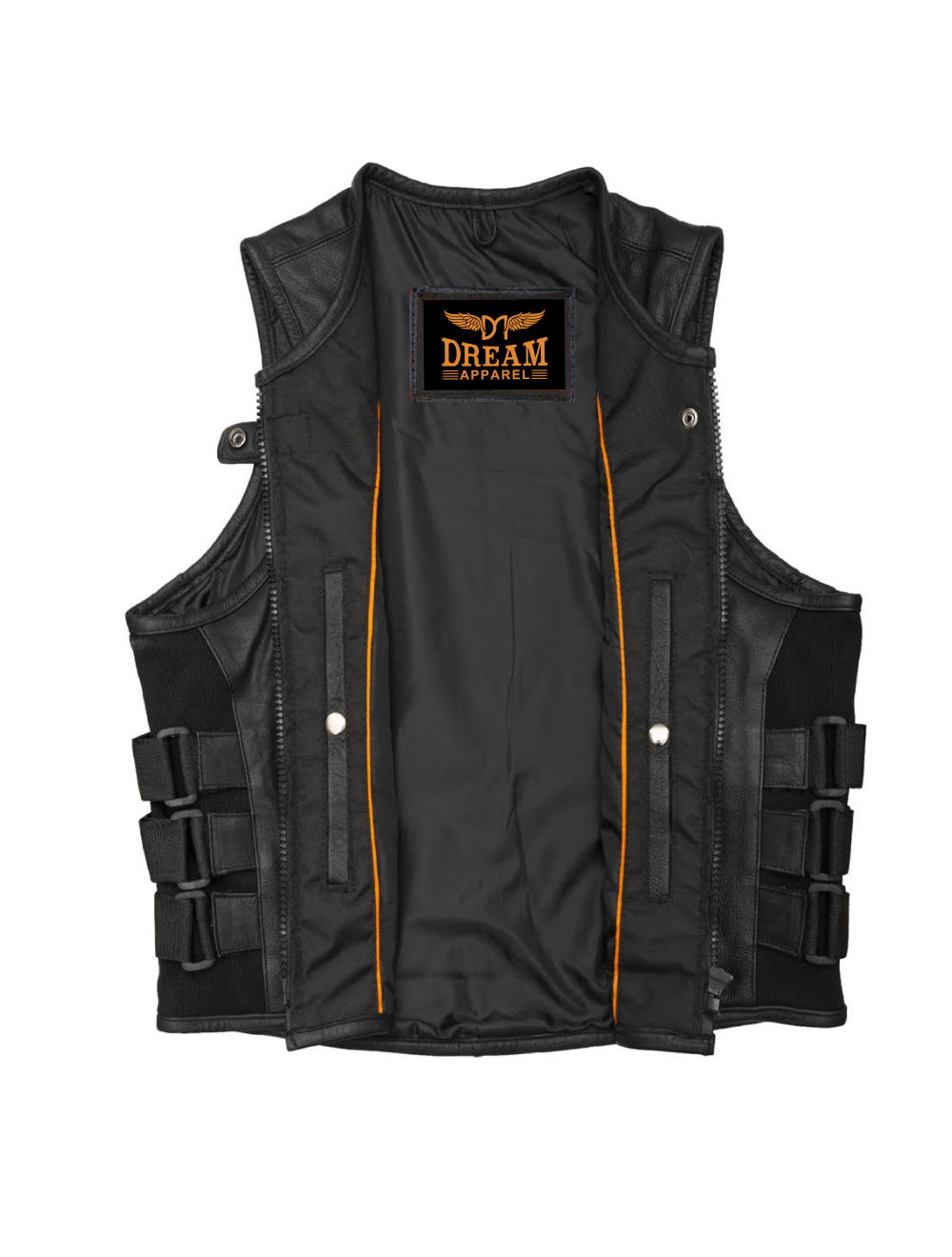 Dream Apparel Women Leather Vest with side straps Conceal Carry Motorcycle Vest