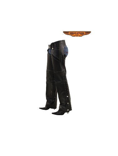 Women Black Leather Chaps