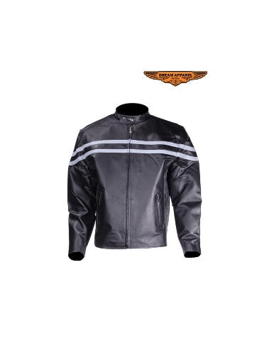 Mens Racer Jacket With Silver Racing Stripes