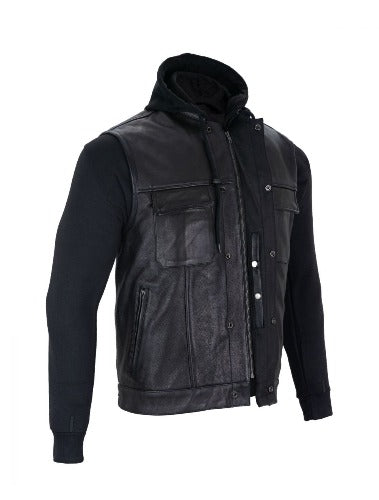 Men's Black Concealed Carry Vest with Removable Black Hoodie