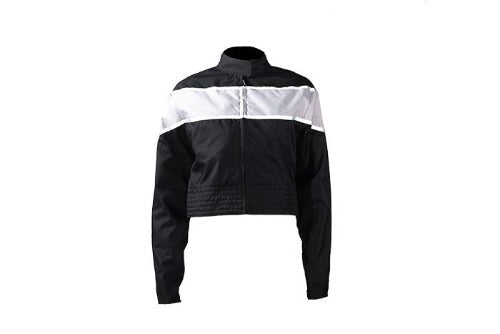 Women's Black Lightweight Textile Jacket W/ White Stripe